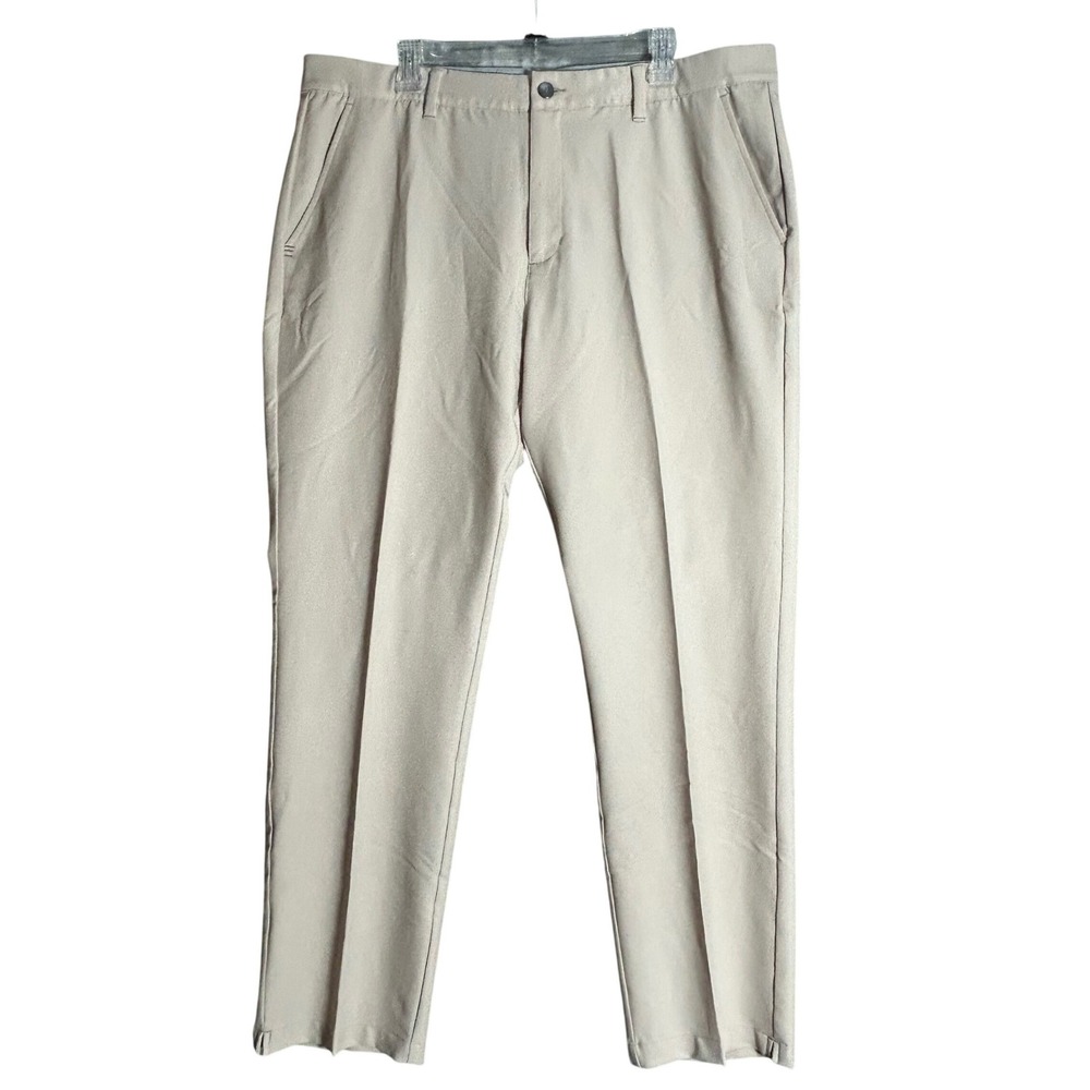 Adidas Golf Pants Mens 40x32 Tan Khaki Micro Stripe Stretch Chino Trouser BC4228